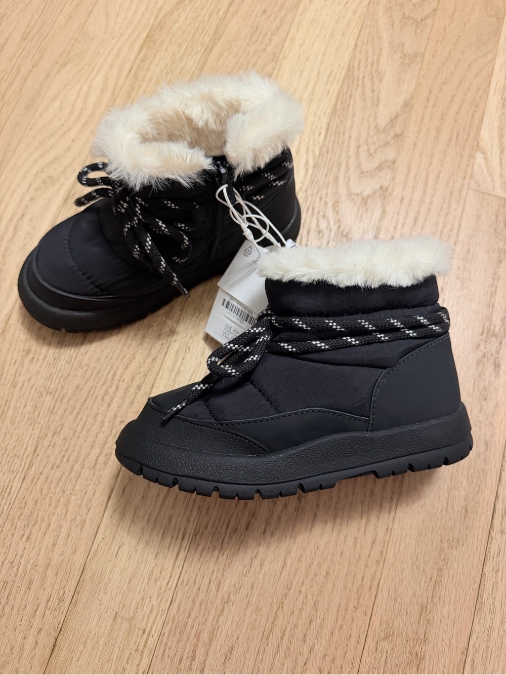 Zara Girls Black Faux Fur Winter Boots Size 10 Child EU 27 NWT